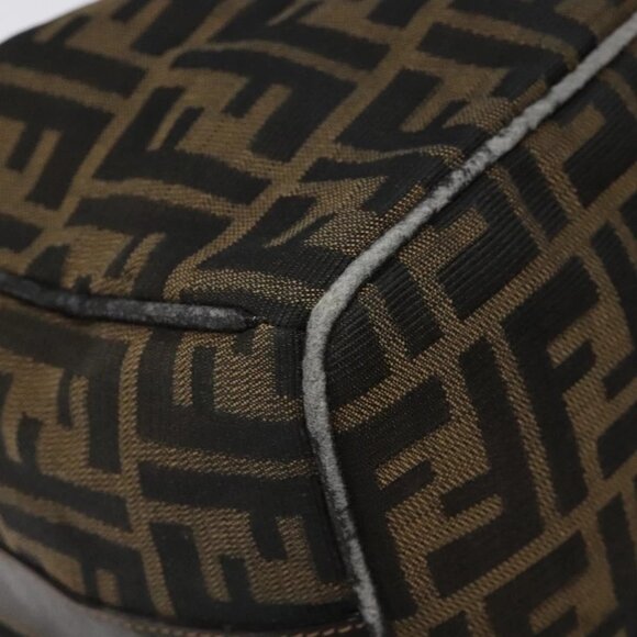 FENDI Zucca Canvas Vanity Pouch Black Brown Gold Auth 124810 - Picture 4 of 16